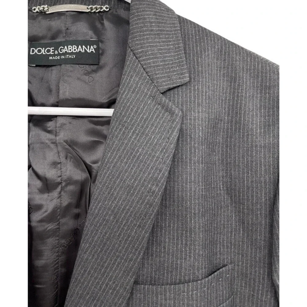 Dolce & Gabbana Women's Pin Striped Blazer Charcoal Gray Jacket Notch Lapel